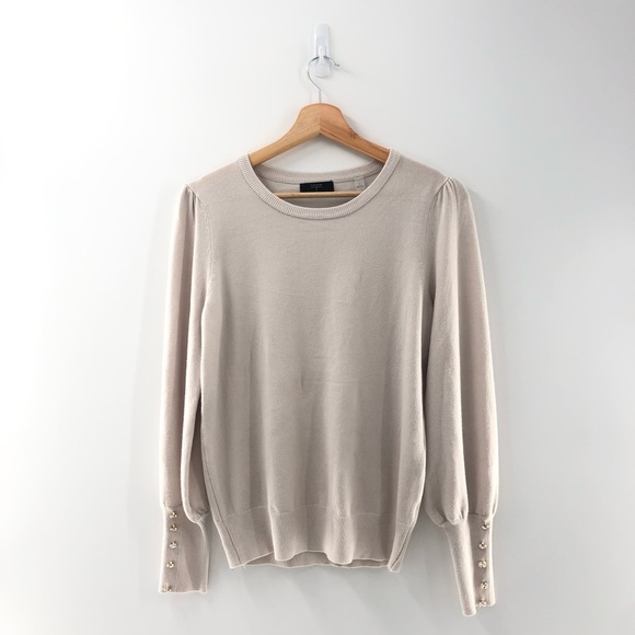 T Tahari Sweaters - T Tahari Blouson Sleeve Crewneck Beige Sweater Large